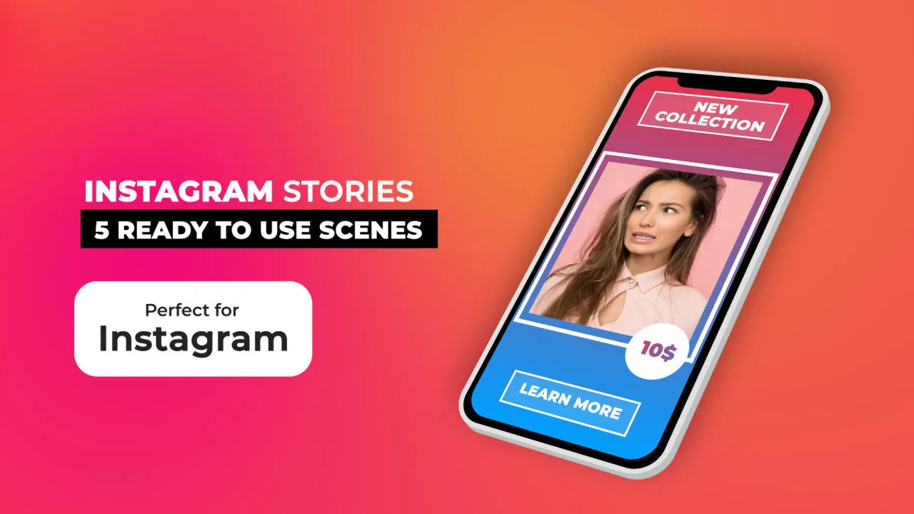 5款竖屏动态照片展示标题动画像素设计精选AE模板