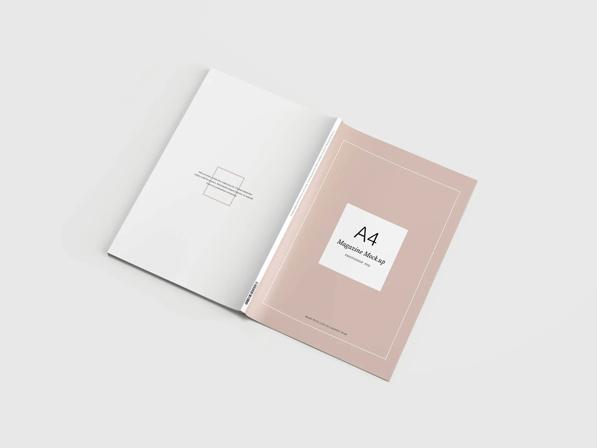 时尚高端简约逼真质感的A4尺寸宣传册画册房地产楼书杂志两折页设计VI样机展示模型mockups插图