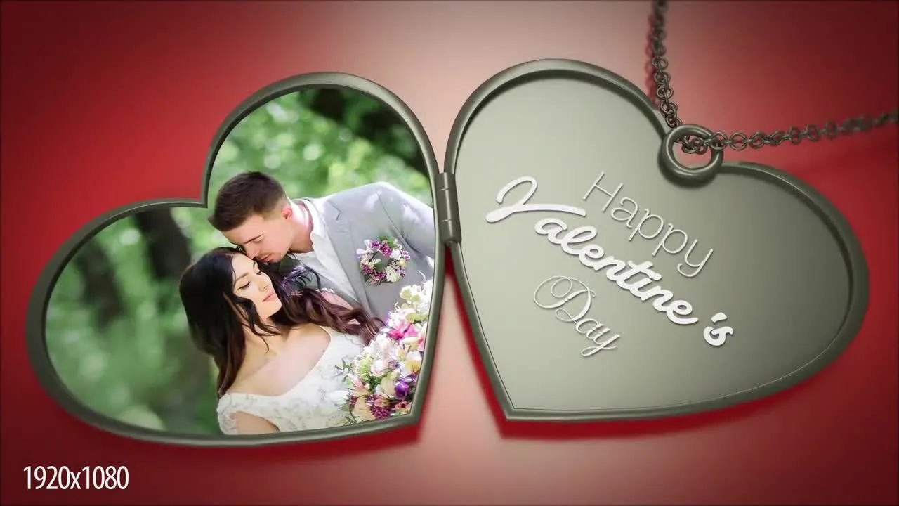 3D心形项链照片展示像素设计精选AE模板