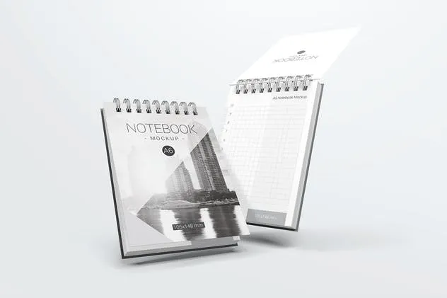 A6活页笔记本/记事本样机 A6 Spiral Notebook Mockups插图(4)