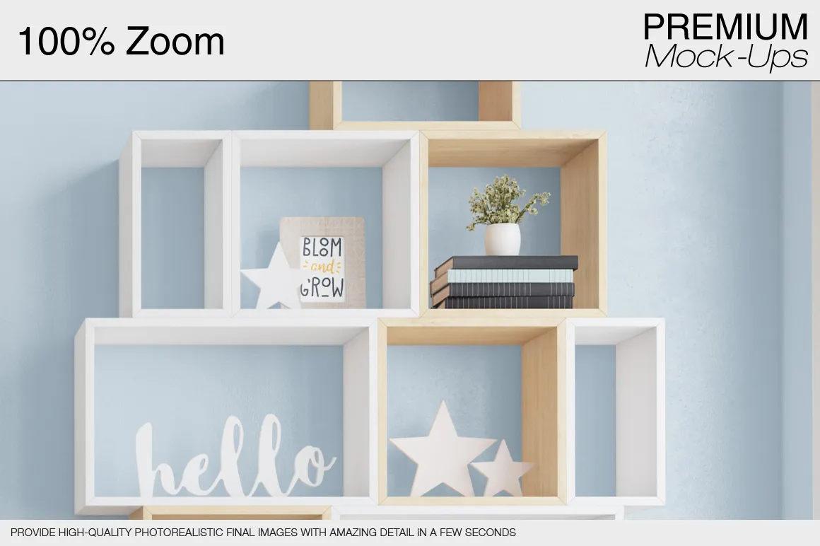 高品质的婴儿床 & 90个相框展示样机下载 Nursery Crib Wall & 90 Frames [psd]插图(8)