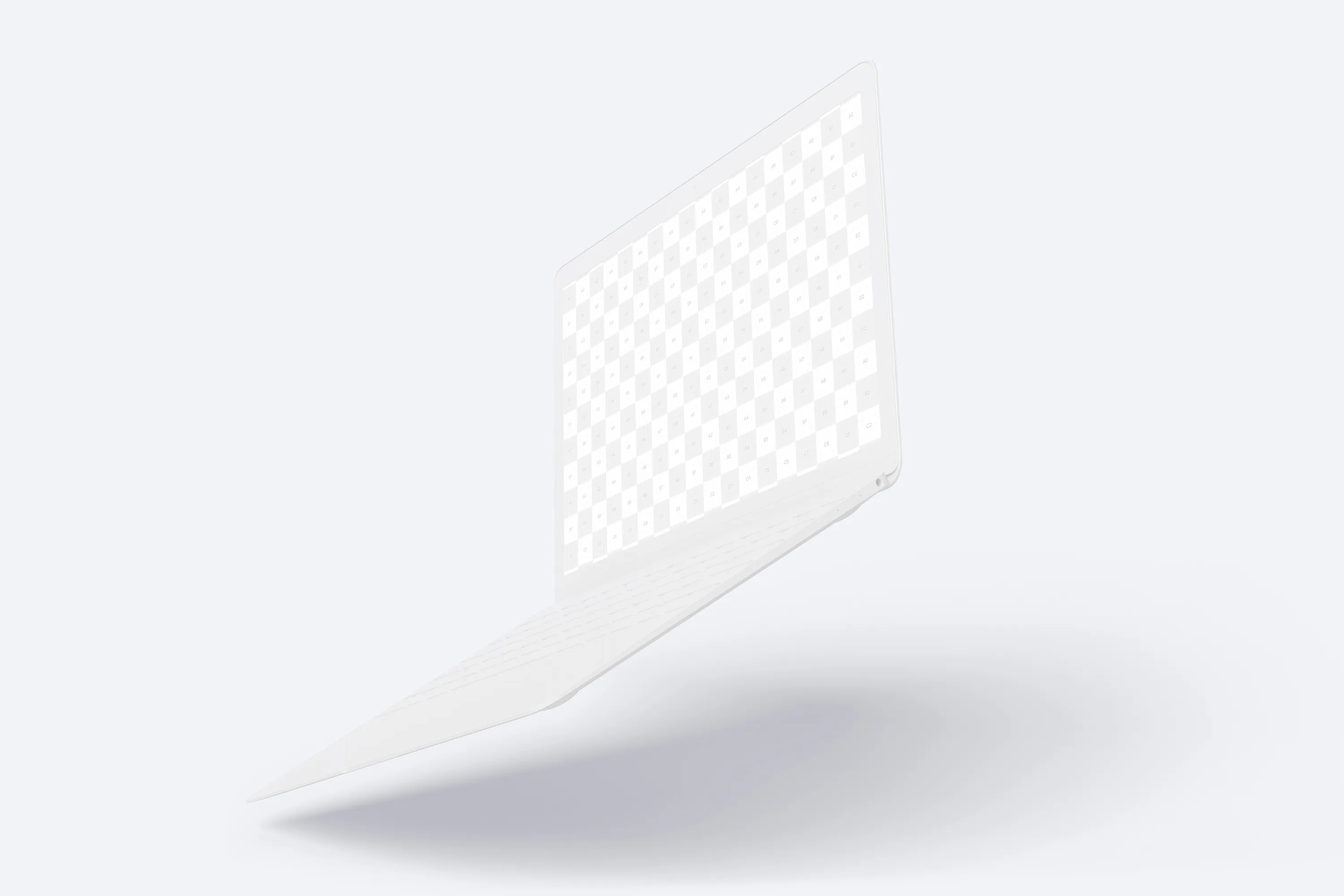 MacBook笔记本电脑悬空效果右视图样机模板 Clay MacBook Mockup, Floating Right View插图(1)