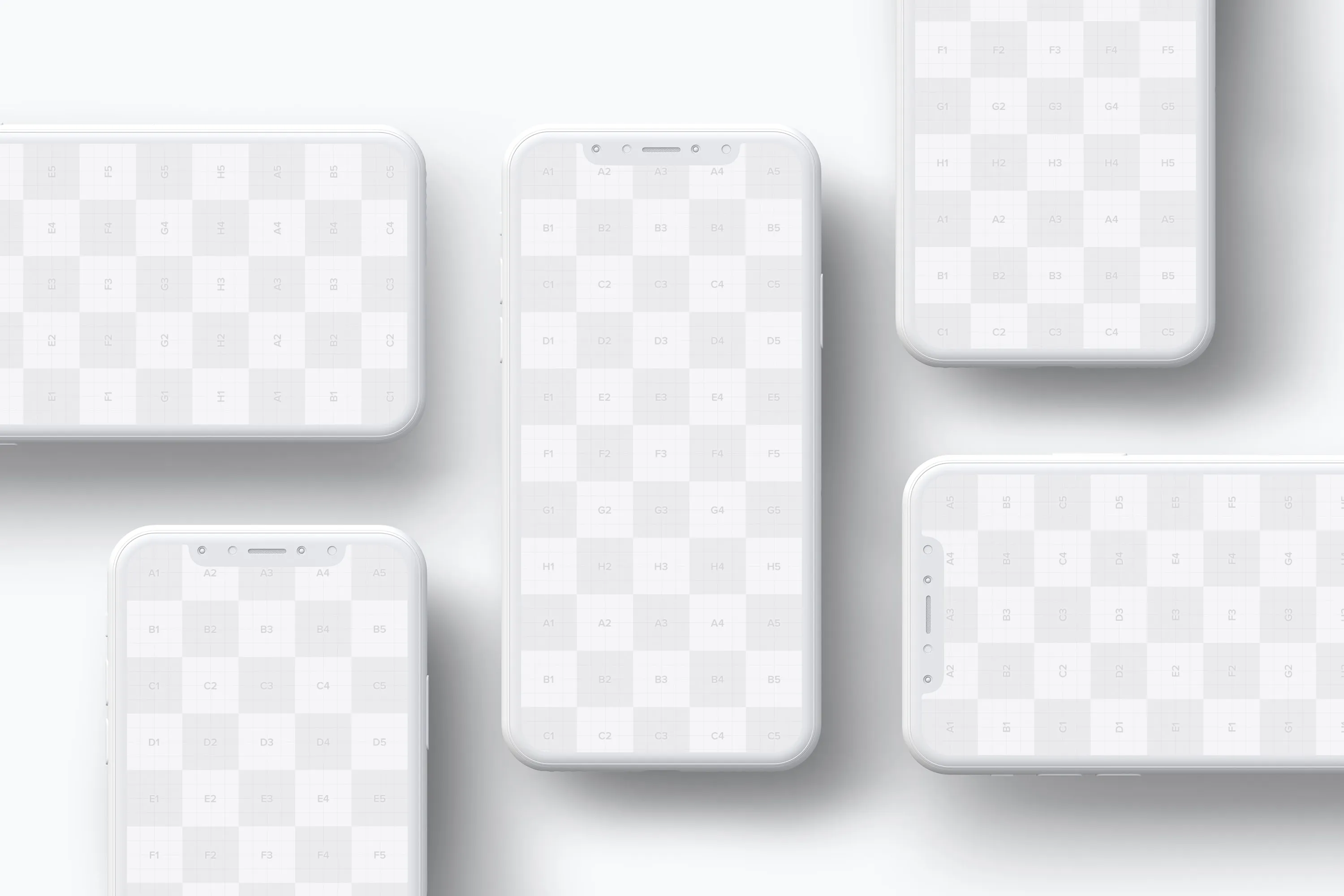 iPhone X智能手机屏幕界面设计多屏预览效果等距网格样机08 Clay iPhone X Mockup 08插图(4)