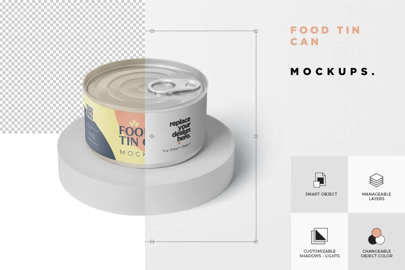 迷你型食品罐头外观设计图样机模板 Food Tin Can Mockup Small Size – Round插图(5)