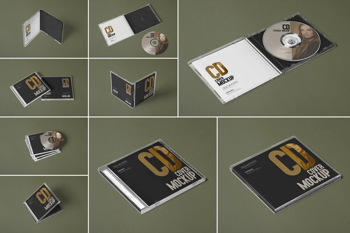 经典圆盘音乐CD封面样机 9 CD Cover Mockups