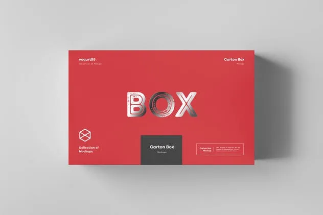 纸箱礼品包装箱样机模板 Carton Box Mock-up 23x14x8 & Wrapper插图(5)