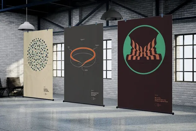 布料质地卷轴广告海报样机模板 The Fabric MockUp插图(7)