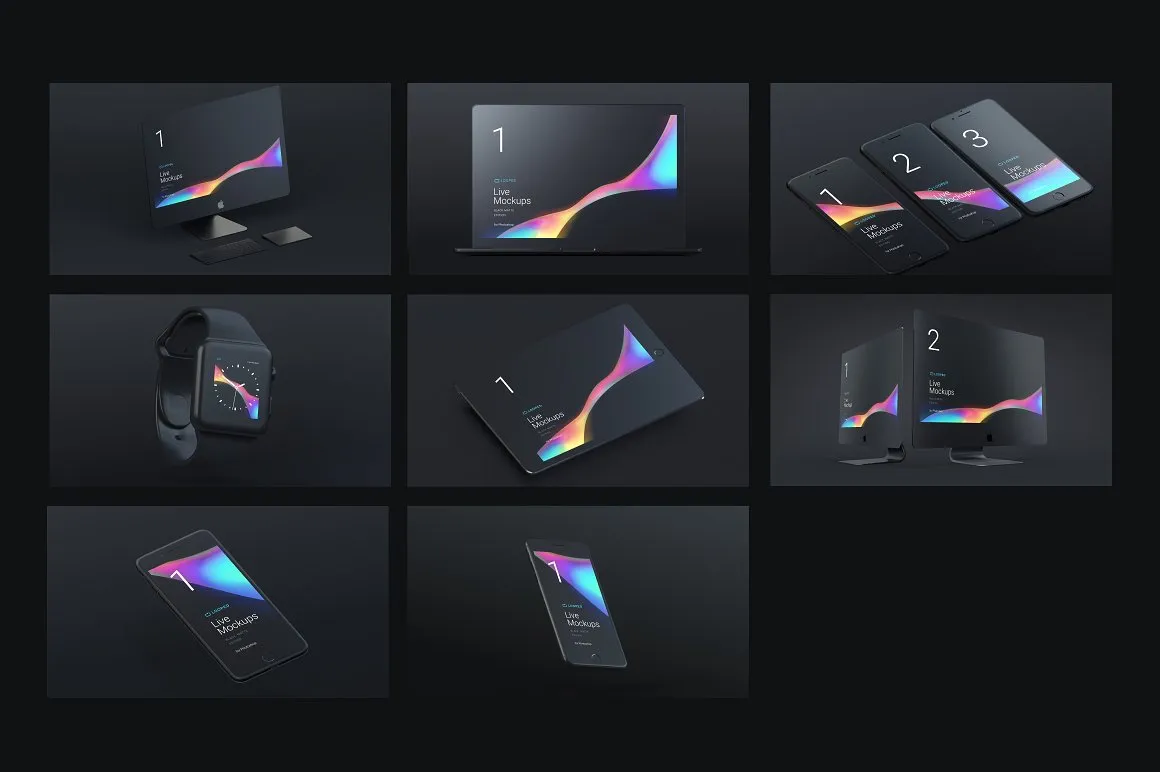 Apple设备动态样机合集[酷黑版本] Looped Animated Mockups | White插图(5)