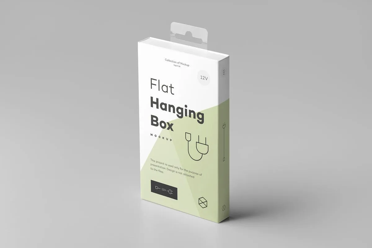 挂耳式电子3C设备包装盒样机模板 Hanging Box Mock-up 2插图