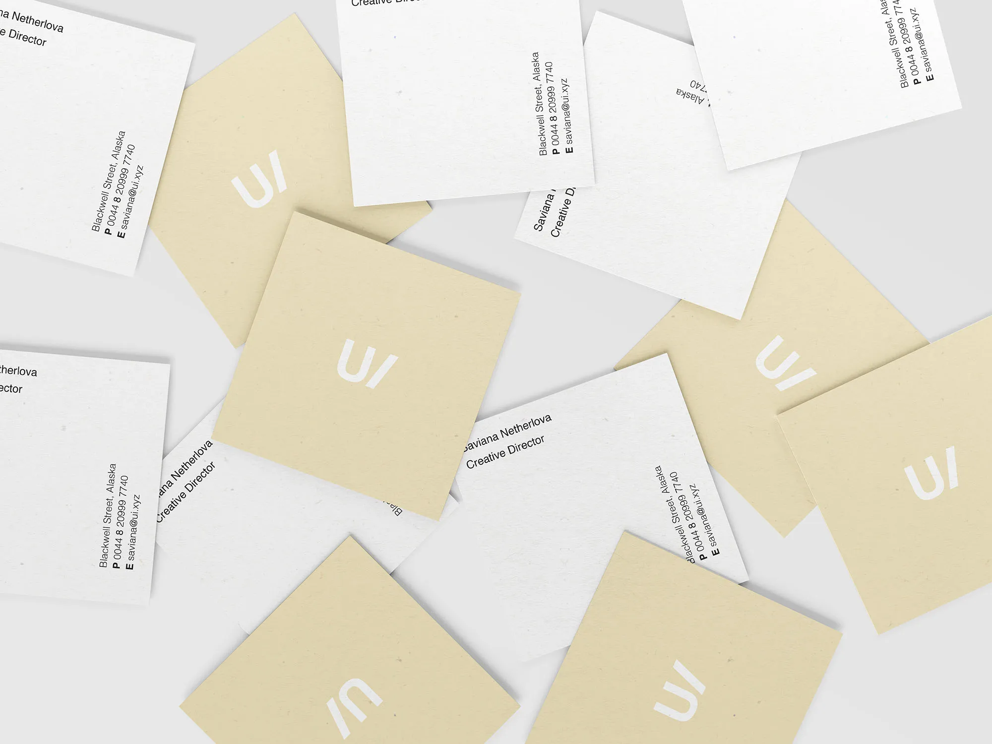 方形企业名片设计堆叠效果图样机PSD模板 Square Business Cards Mockup (PSD)插图