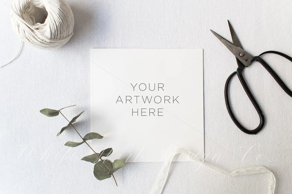 婚礼邀请卡贺卡样机 Wedding square stationery mock up插图(1)