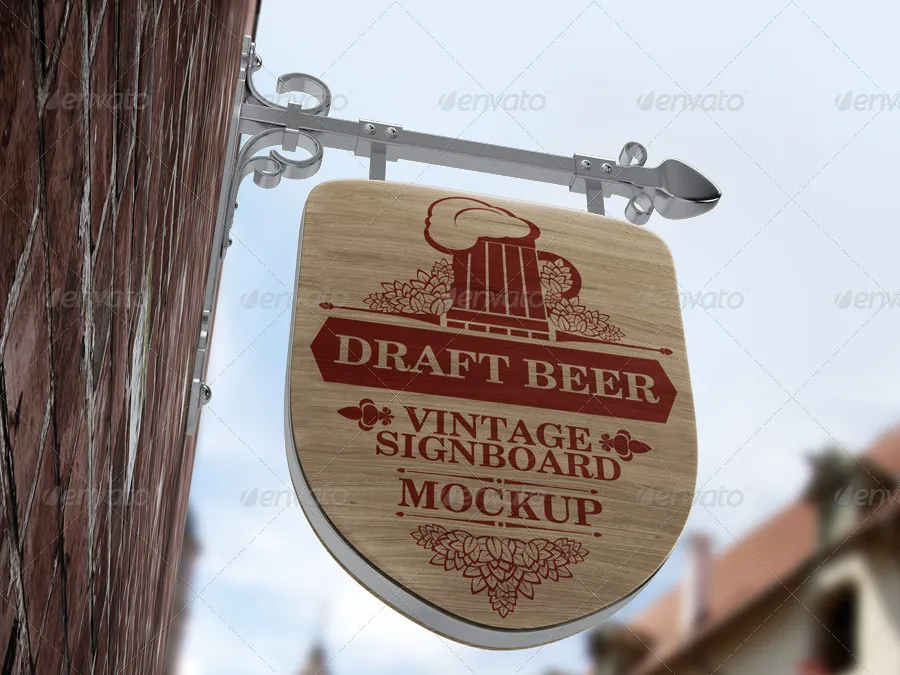 复古招牌盾牌样机 Vintage Signboard Shield Mock-Up插图(3)