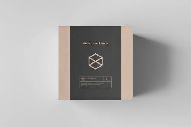 正方体纸箱包装箱样机模板 Carton Box Mockup 100x100x100插图(8)