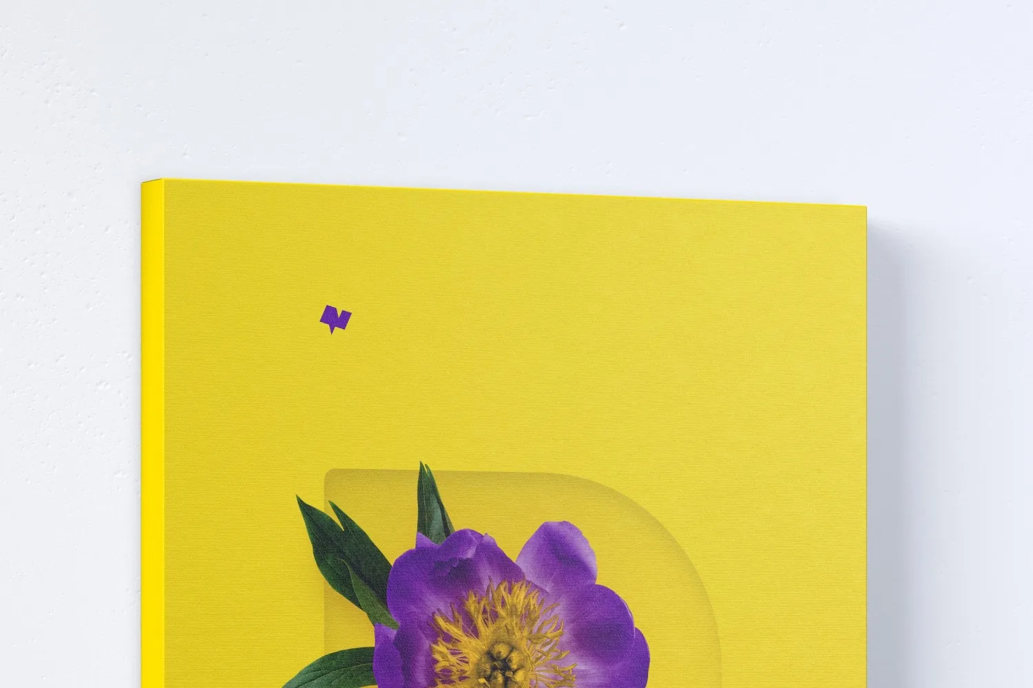 3:4比例肖像油画展示左视图样机素材库精选 3:4 Portrait Canvas Mockup Hanging on Wall, Left View插图