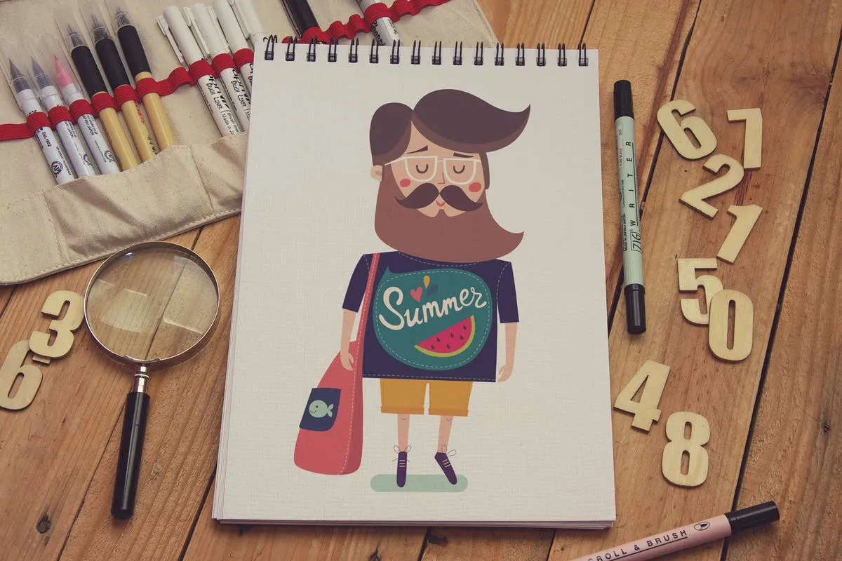 竖版绘画本手绘插画作品展示样机素材库精选 Sketchbook Vertical插图