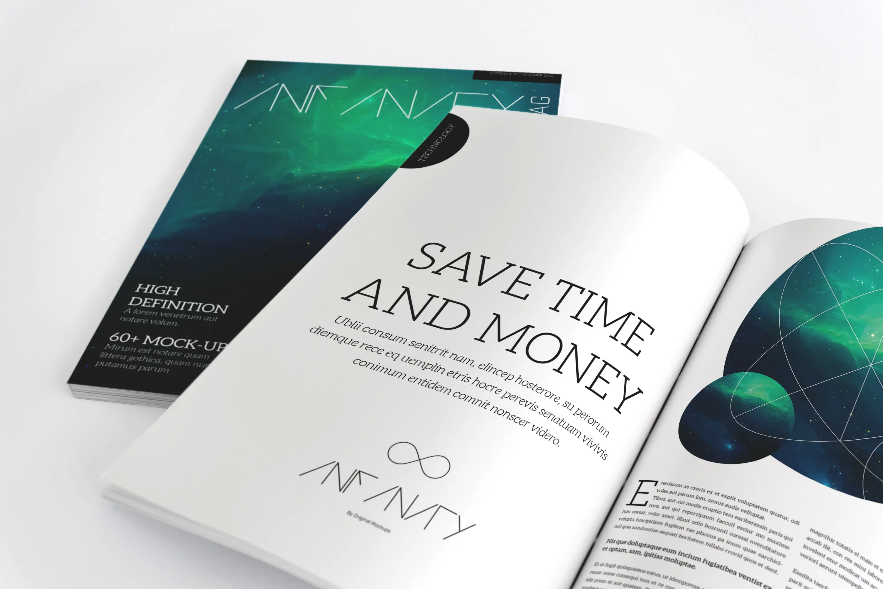 A4杂志封面＆内页排版印刷效果图样机02 A4 Magazine Mockup for Spread Pageamp; Cover 02