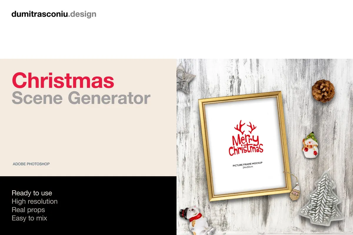 圣诞节节日精美贺卡场景样机 Christmas Scene Generator