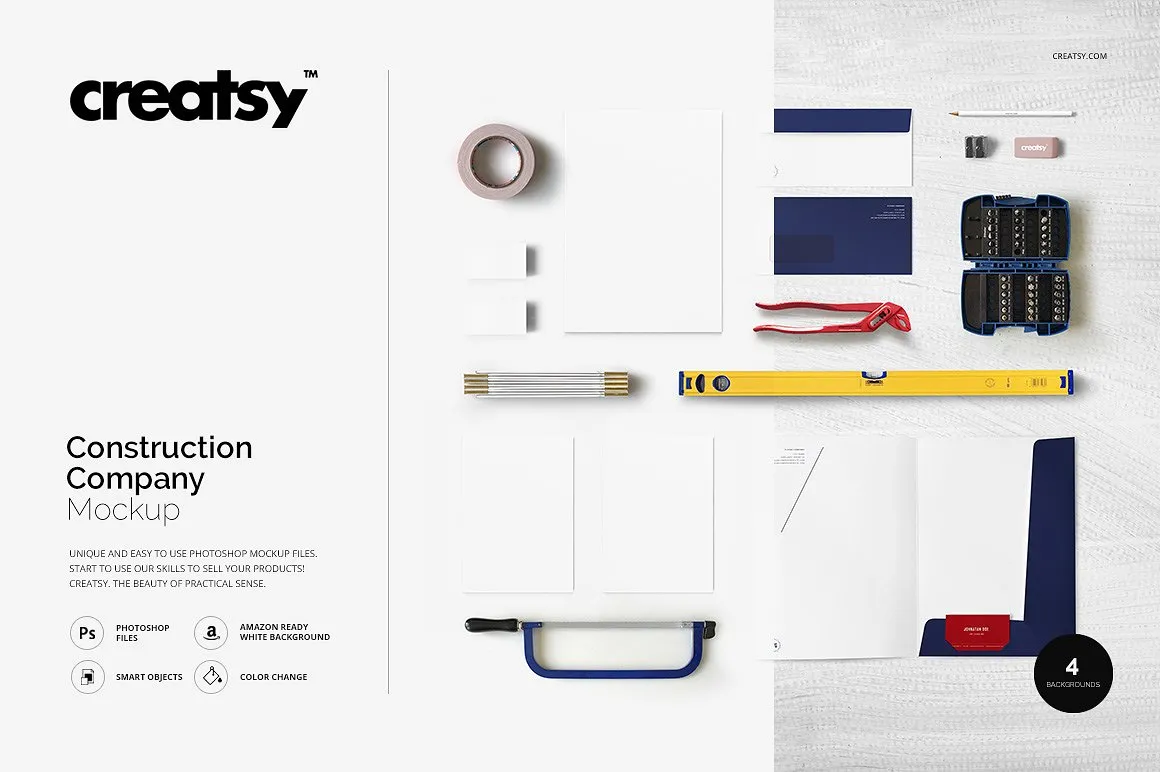 建筑类企业品牌 VI 样机模板 Construction Company Mockup插图