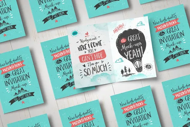 创意节日派对邀请函/贺卡样机 Invitation / Greeting Card Mock-Up插图(8)