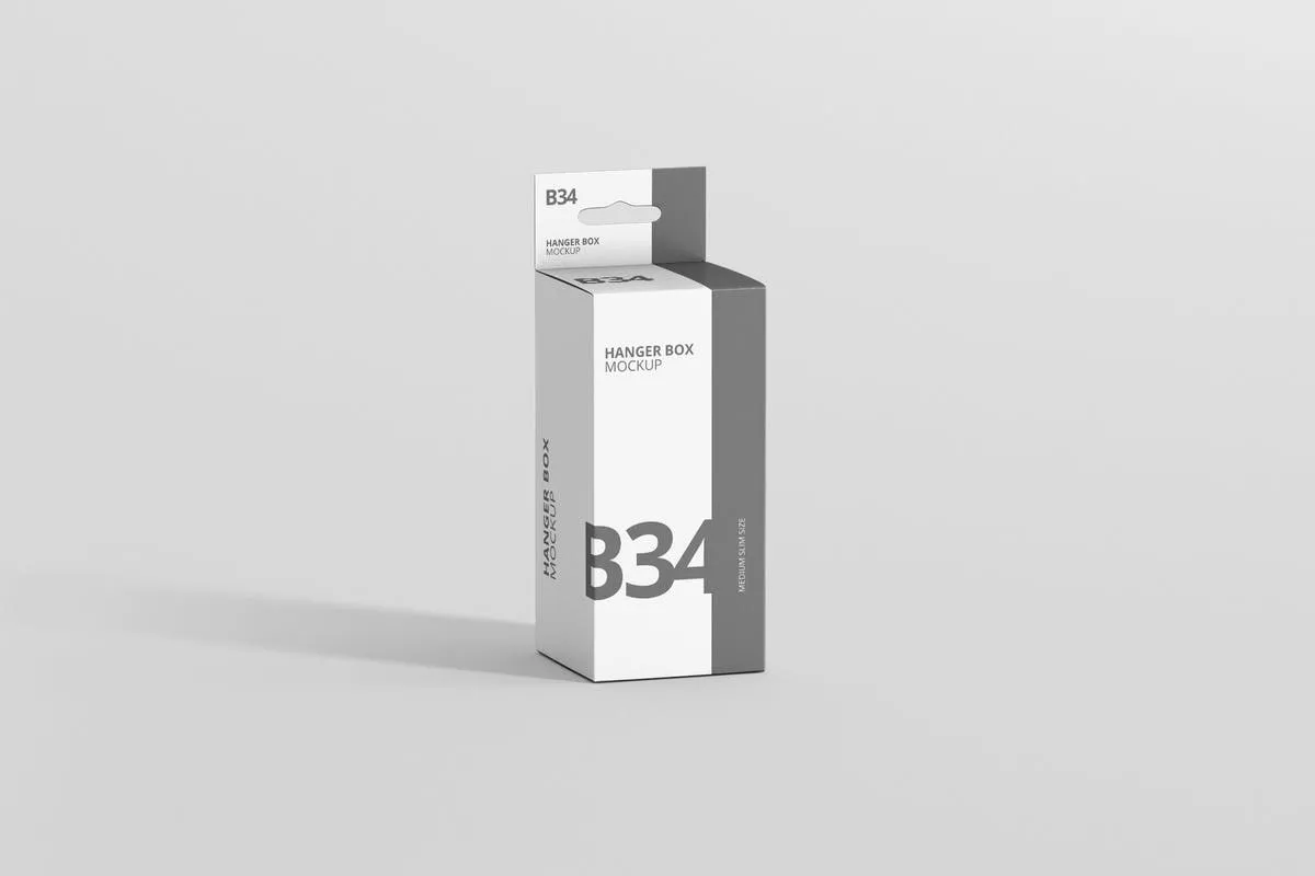 带挂钩的中等矩形尺寸包装盒子样机 Box Mockup#8211; Medium Rectangle Size with Hanger