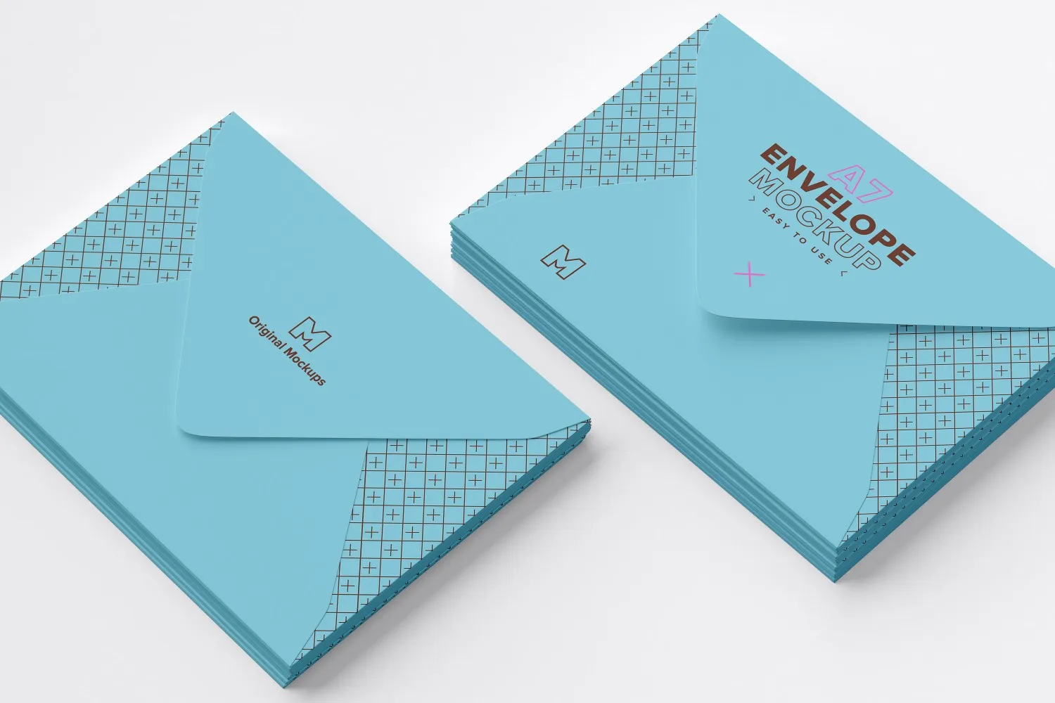 A7尺寸规格信封设计效果图样机模板 A7 Envelope Stack Mockup 01