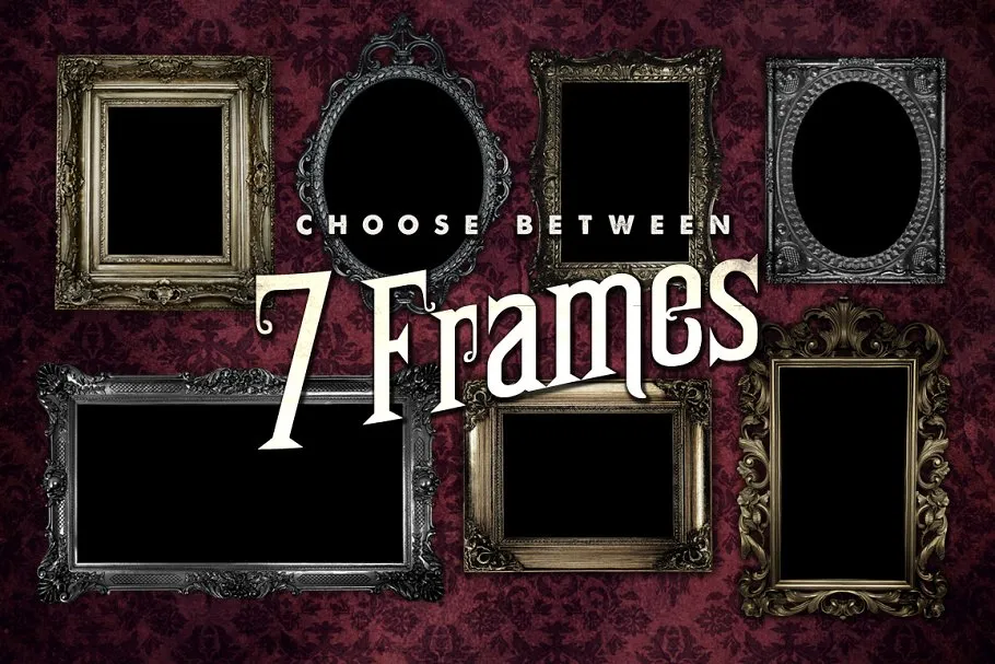 古董风格画框样机套装 Antique Frame Mockup Kit插图(1)