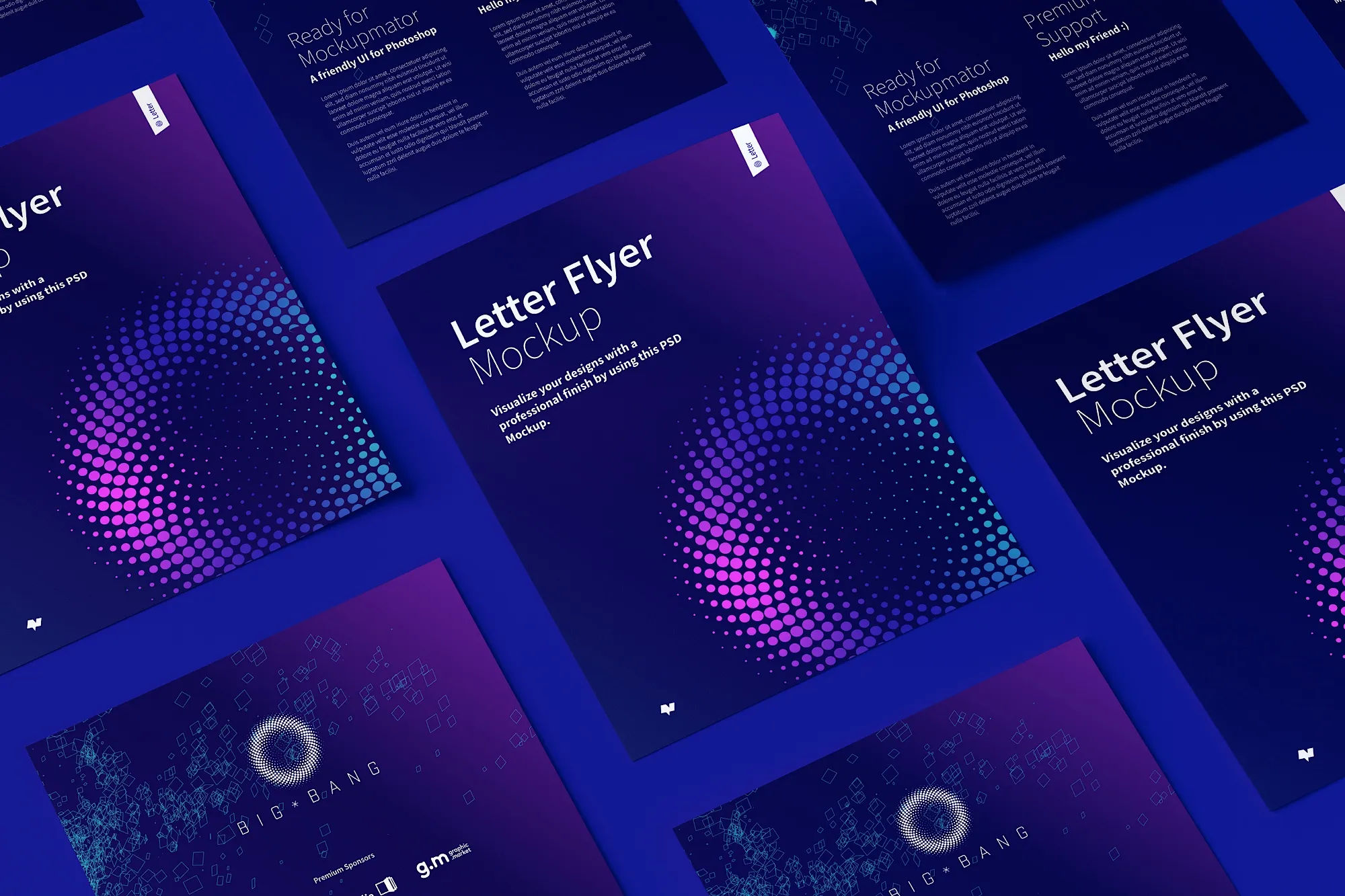 信纸规格传单设计等距样机模板02 Letter Flyer Mockup 02插图(4)