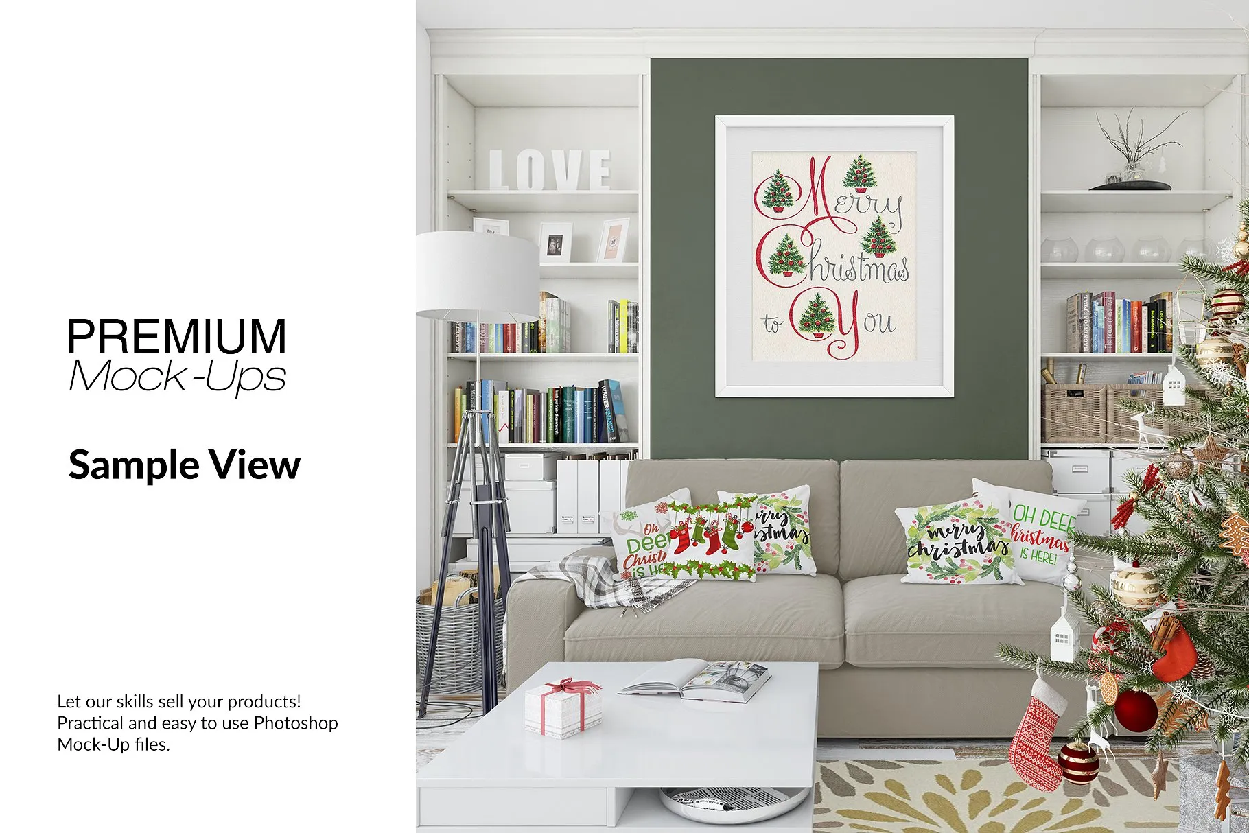 圣诞节客厅装饰展示样机套装 Christmas Living Room Set [psd,jpg]插图(8)