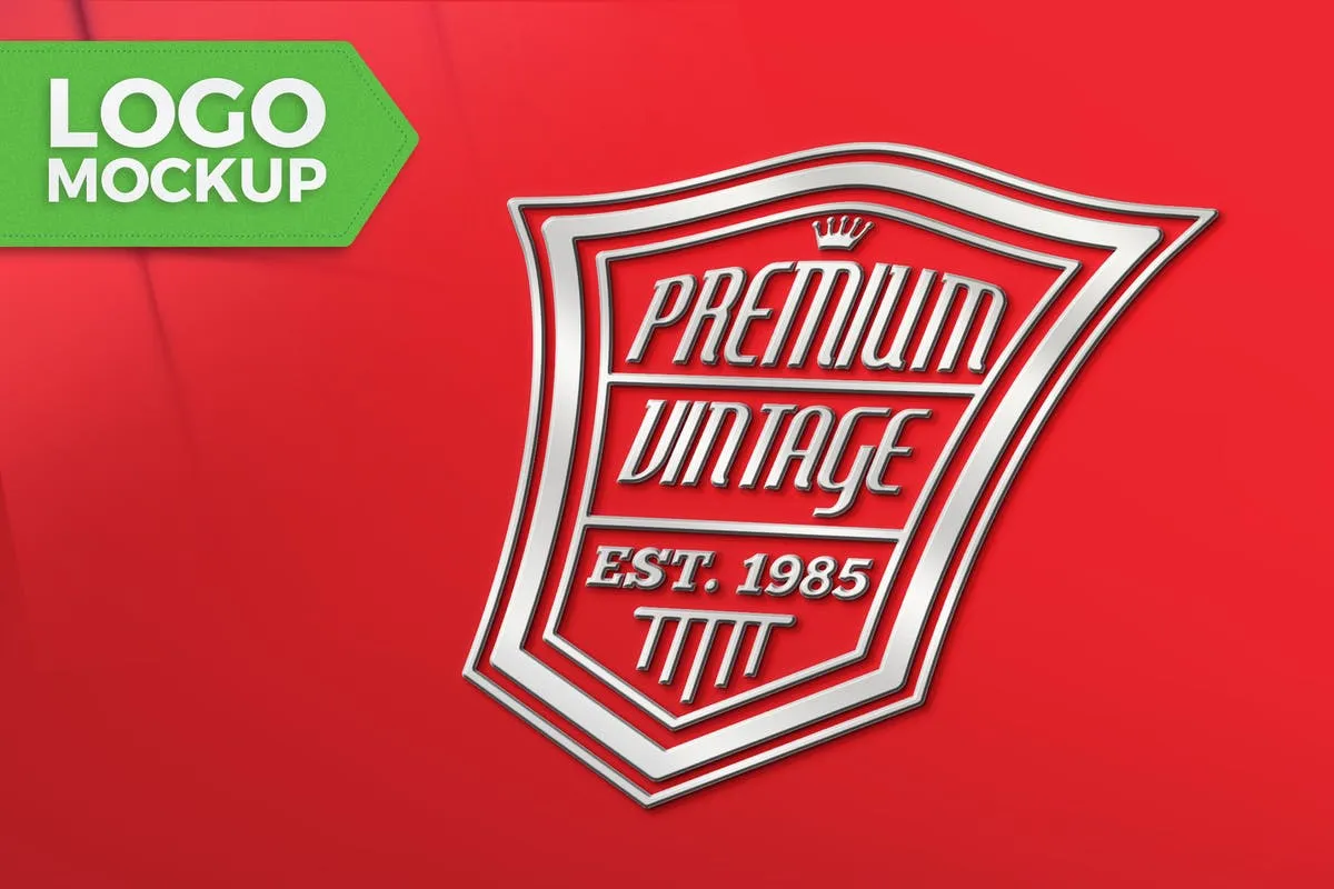 红色背景商标Logo设计印刷效果图素材库精选 Red Logo Mock-Up插图