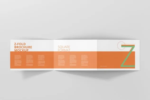 横向三折页菜单/广告册子样机模板 Z-Fold Brochure Mockup – Landscape Din A4 A5 A6插图(10)