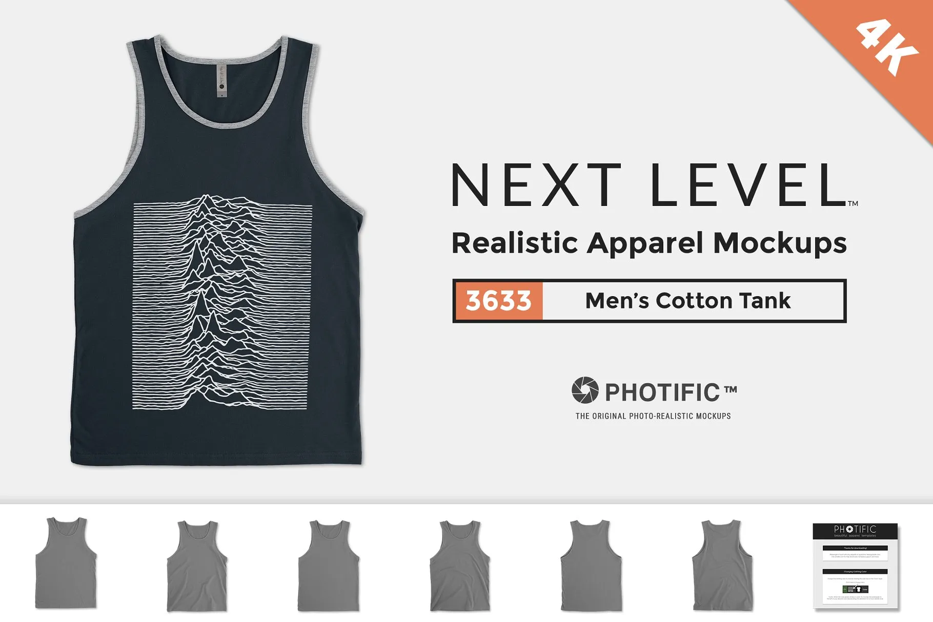 男士背心样机模板 Next Level 3633 Men#8217;s Jersey Tank