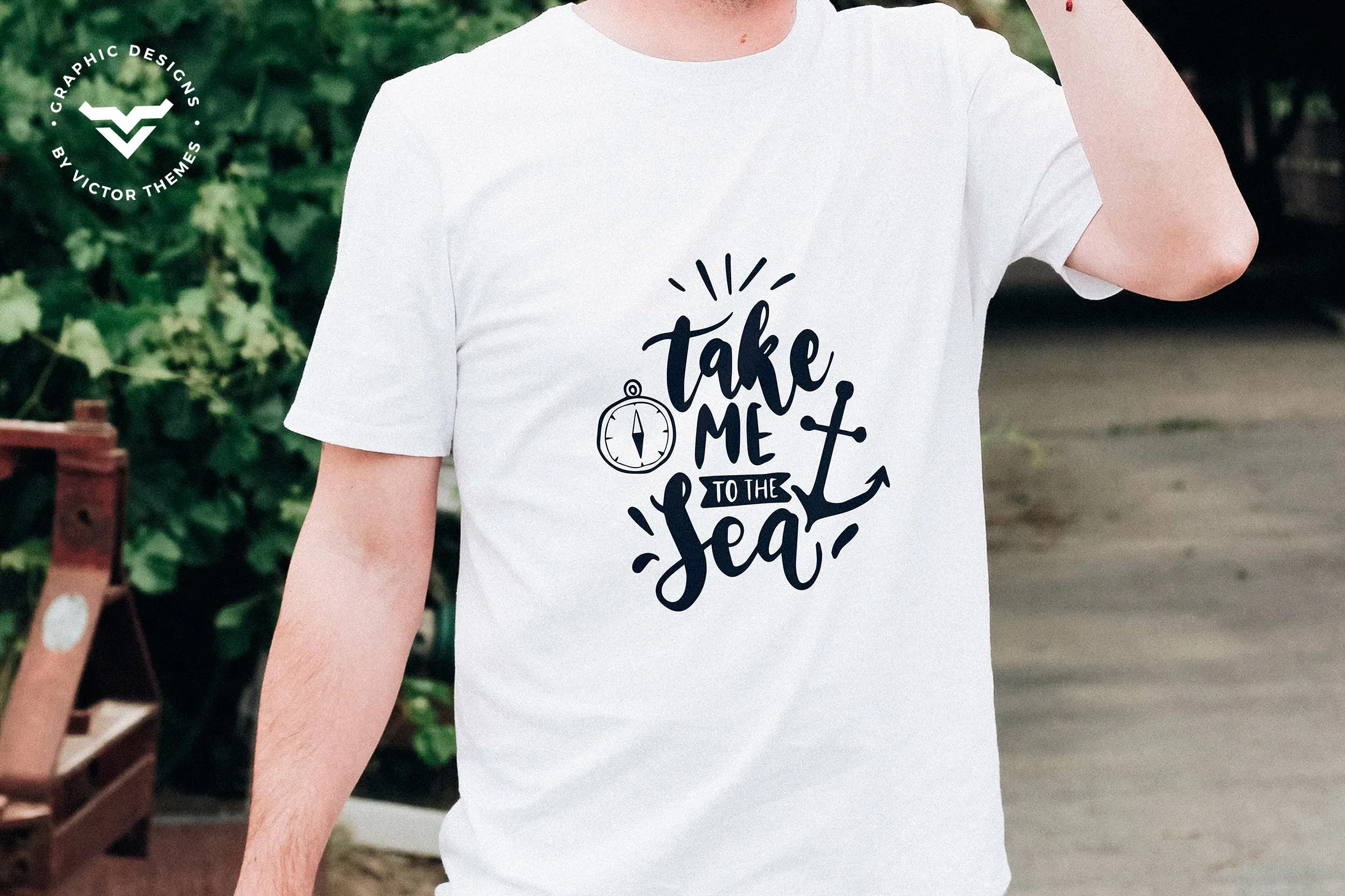 男士T恤胸前印花设计上身效果图样机模板 T-Shirt Mockups插图