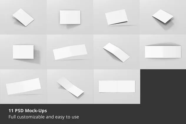 折叠型企业名片卡片样机 Folded Business Card Mockup插图(1)