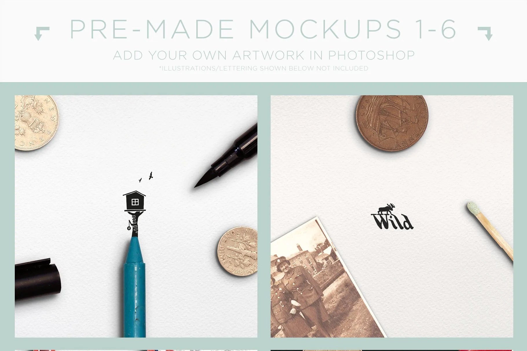 文艺手作类小插画书写展示样机 Mini Mockups插图(2)