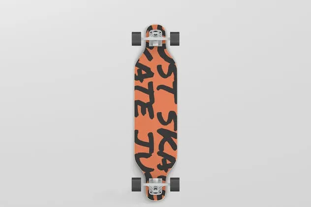 双翘长滑板图案设计样机 Freeride Longboard Mockup插图(1)