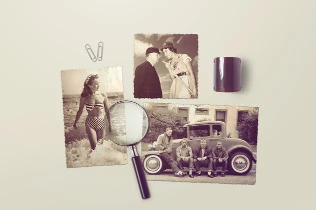 复古残旧相框样机 Vintage Photo Mockups插图(1)