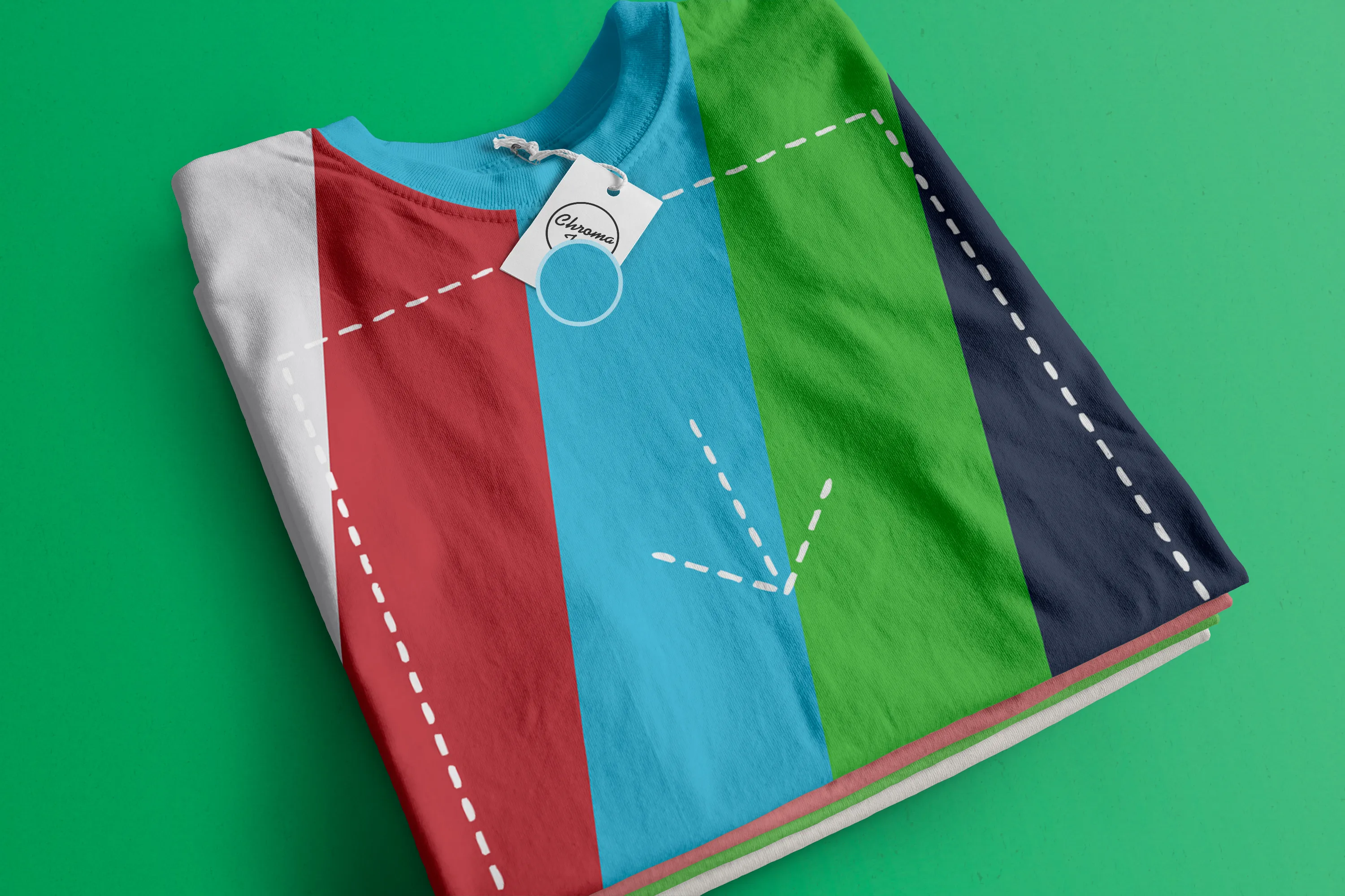 整齐堆叠T恤实物印花图案设计效果图样机02 Stack of Folded T-Shirts Mockup 02插图(1)