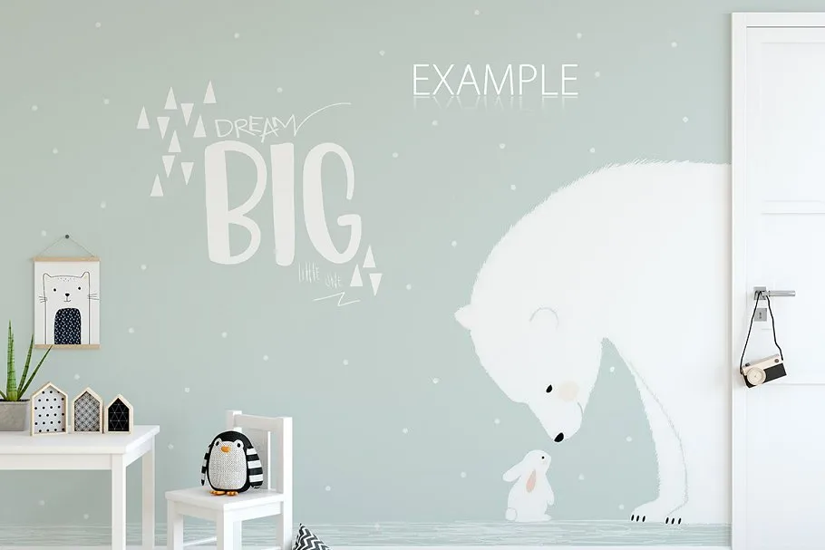 儿童卧室书房墙纸&相框样机 KIDS Interior WALL & FRAMES Mockup 3插图(16)