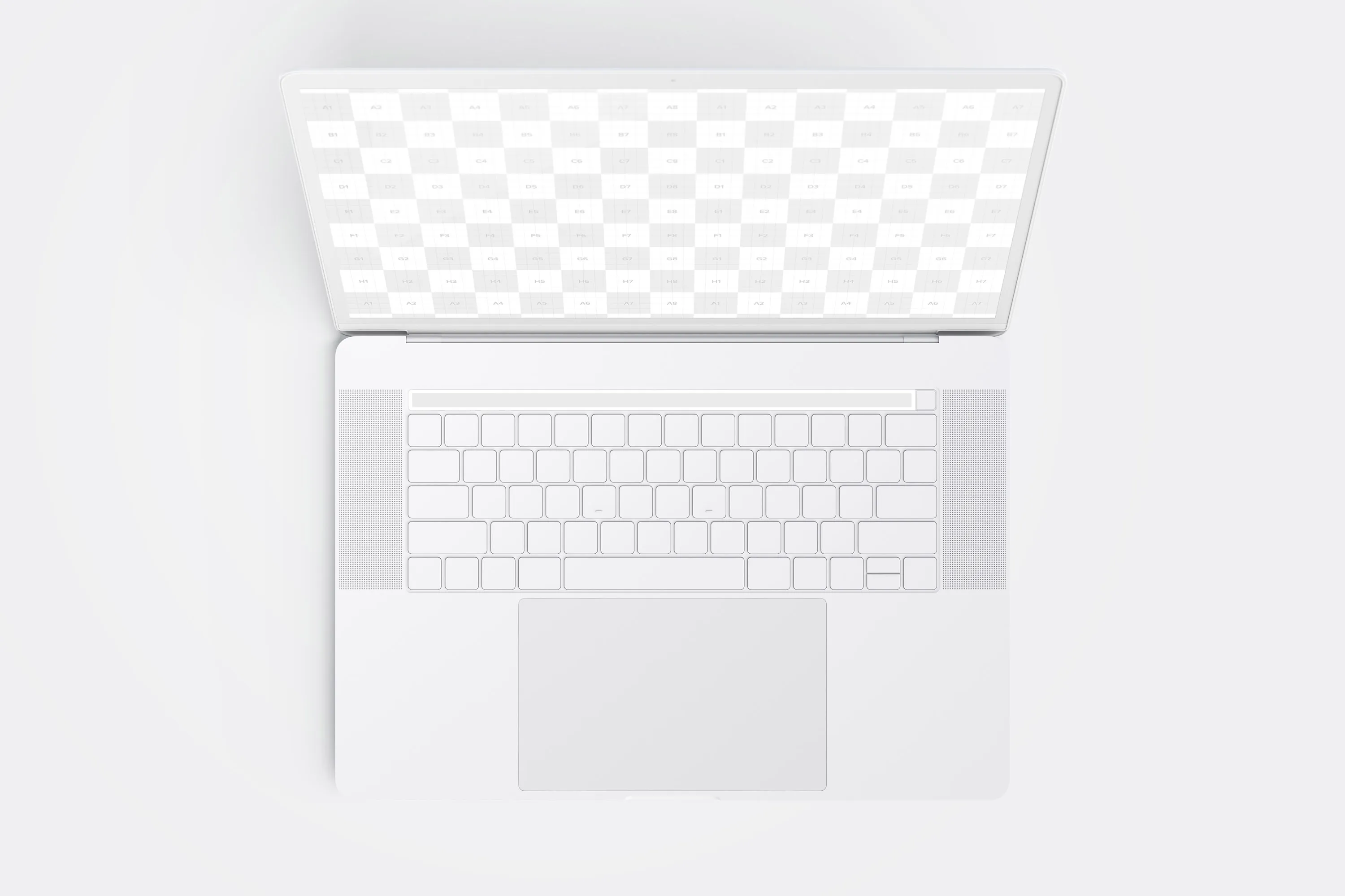 MacBook Pro笔记本电脑屏幕界面设计预览顶视图样机 Clay MacBook Pro 15" with Touch Bar, Top View Mockup插图