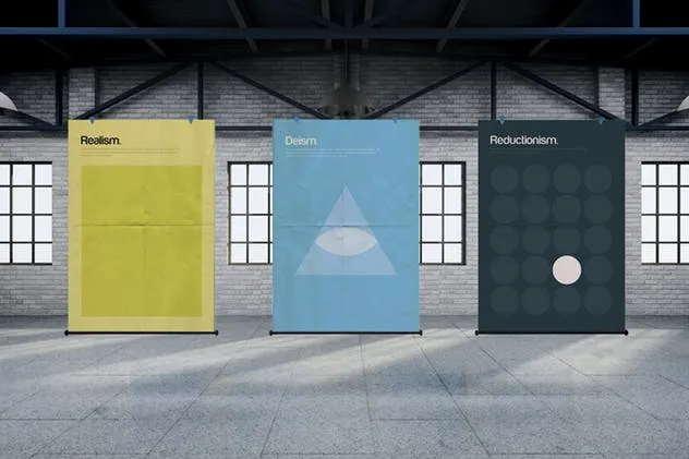 布料质地卷轴广告海报样机模板 The Fabric MockUp插图(3)