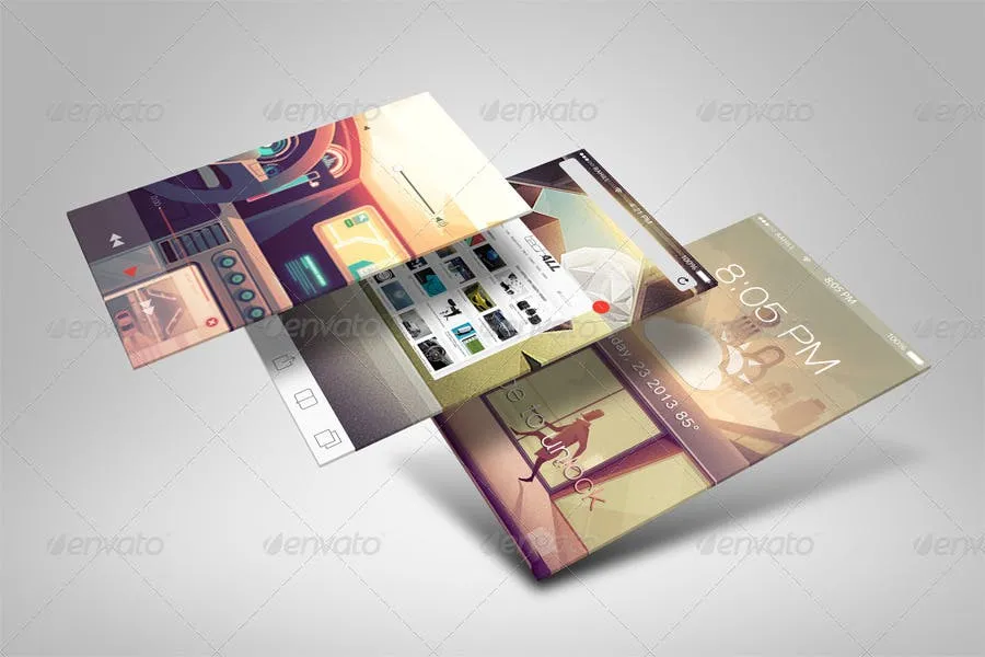 APP应用界面设计截图预览样机模板 Mobile App Screenshot Mockups插图(2)