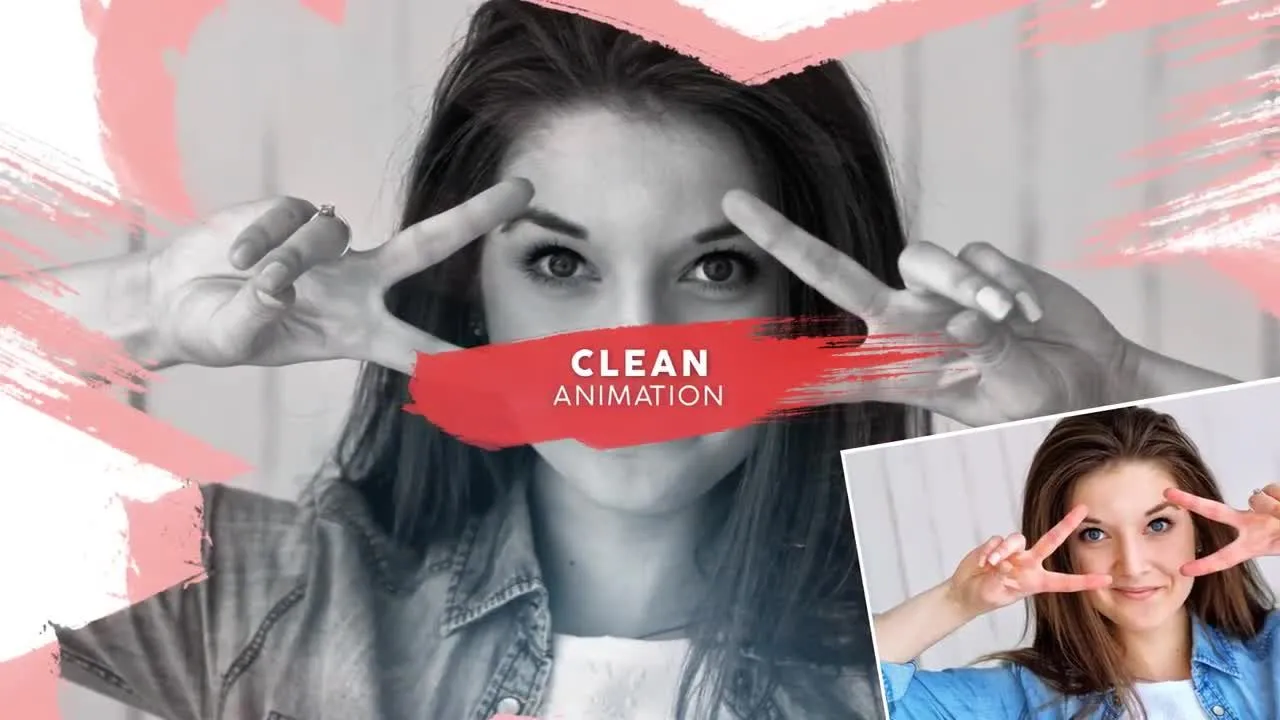 优雅的画笔照片幻灯片像素设计精选AE模板