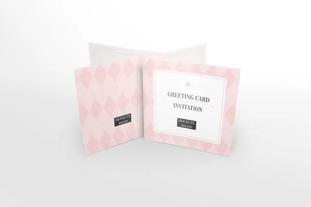 方形庆典贺卡/邀请函样机 Square Greeting Card / Invitation Mockups插图(1)