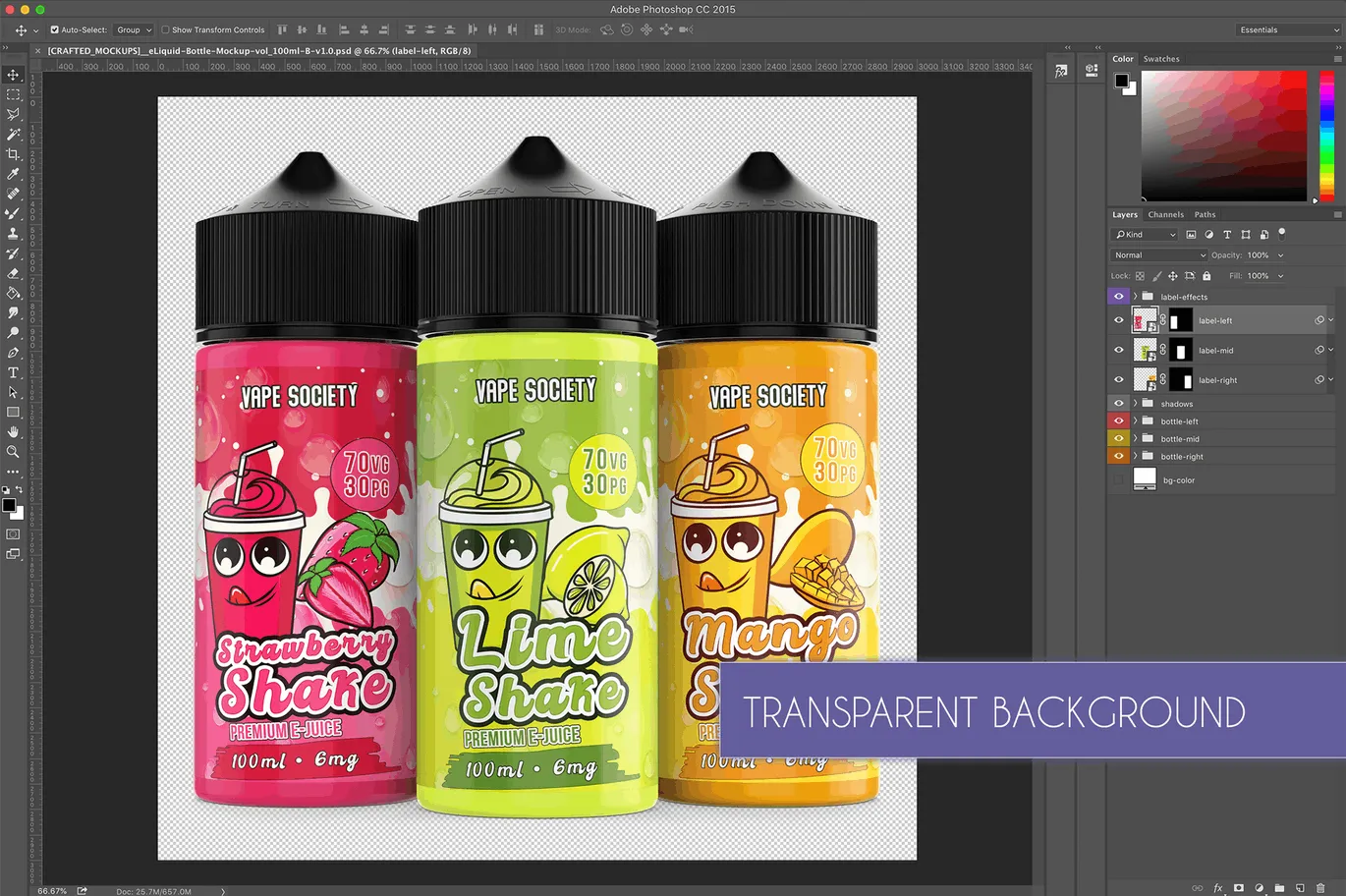 果味型电子烟烟油瓶外观设计模板 eLiquid Bottle Mockup v 100ml-B插图(6)