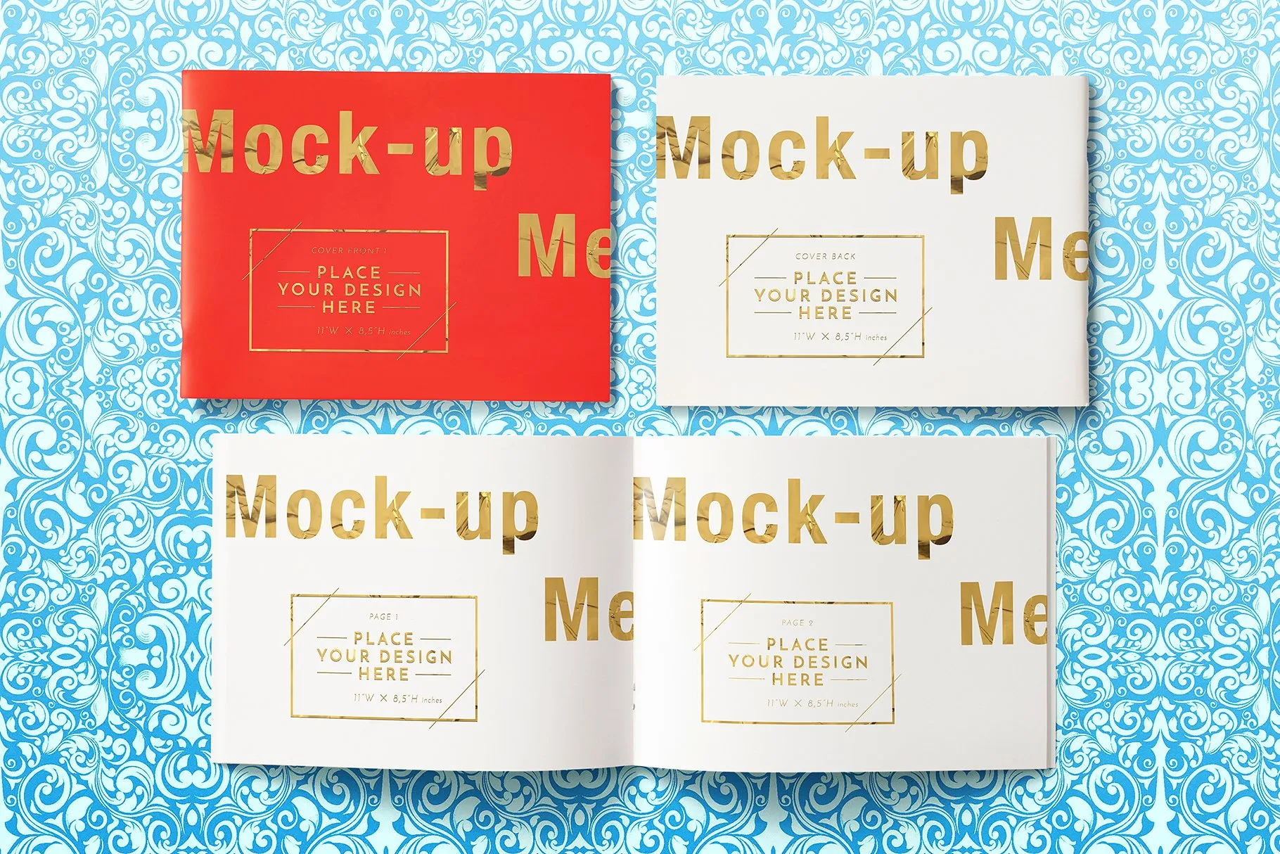 简约小册子样机模板 Landscape Brochure Mockups v.1插图(1)