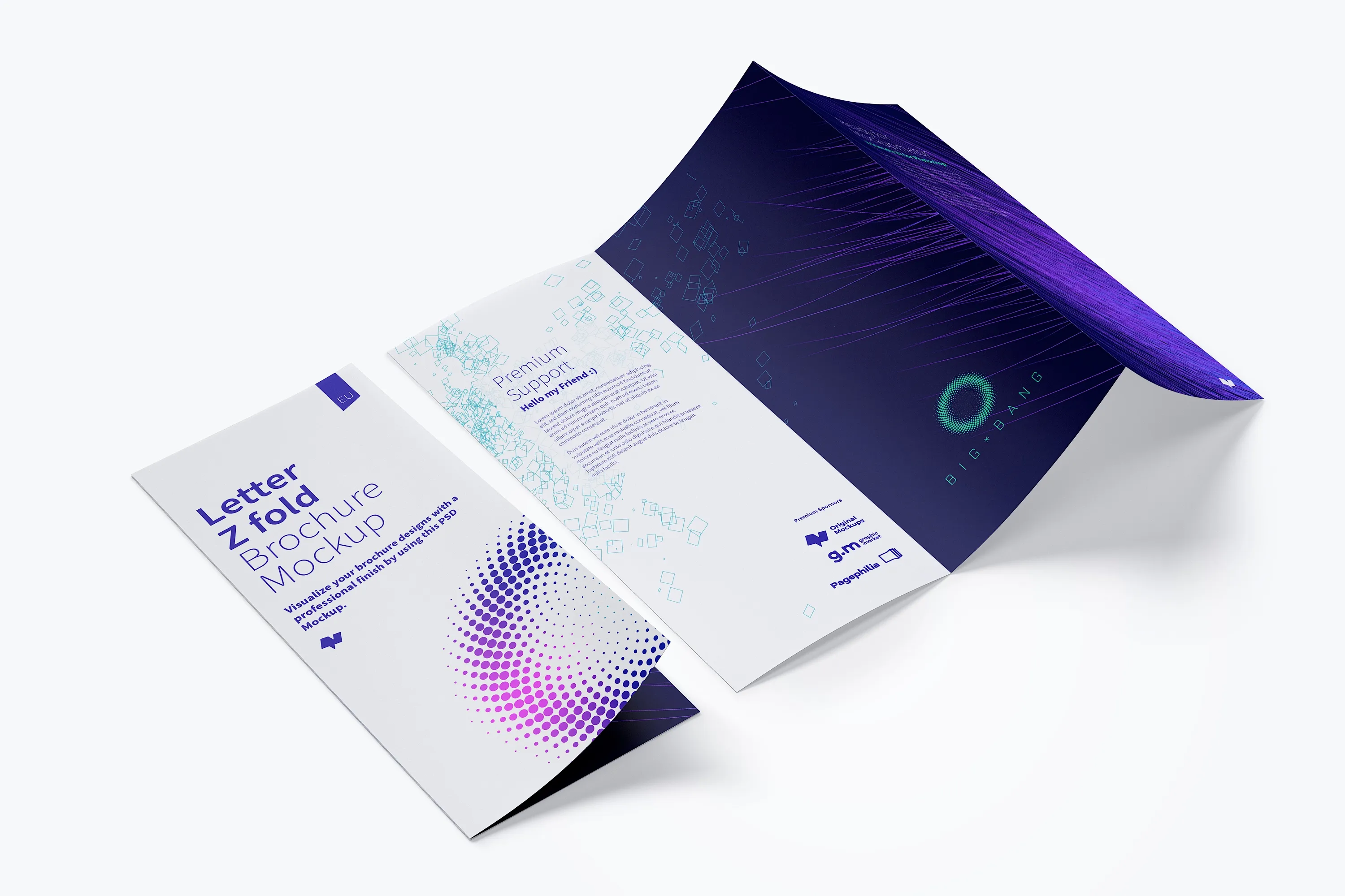 信纸尺寸三折页传单小册子设计样机06 Letter Z Fold Brochure Mockup 06