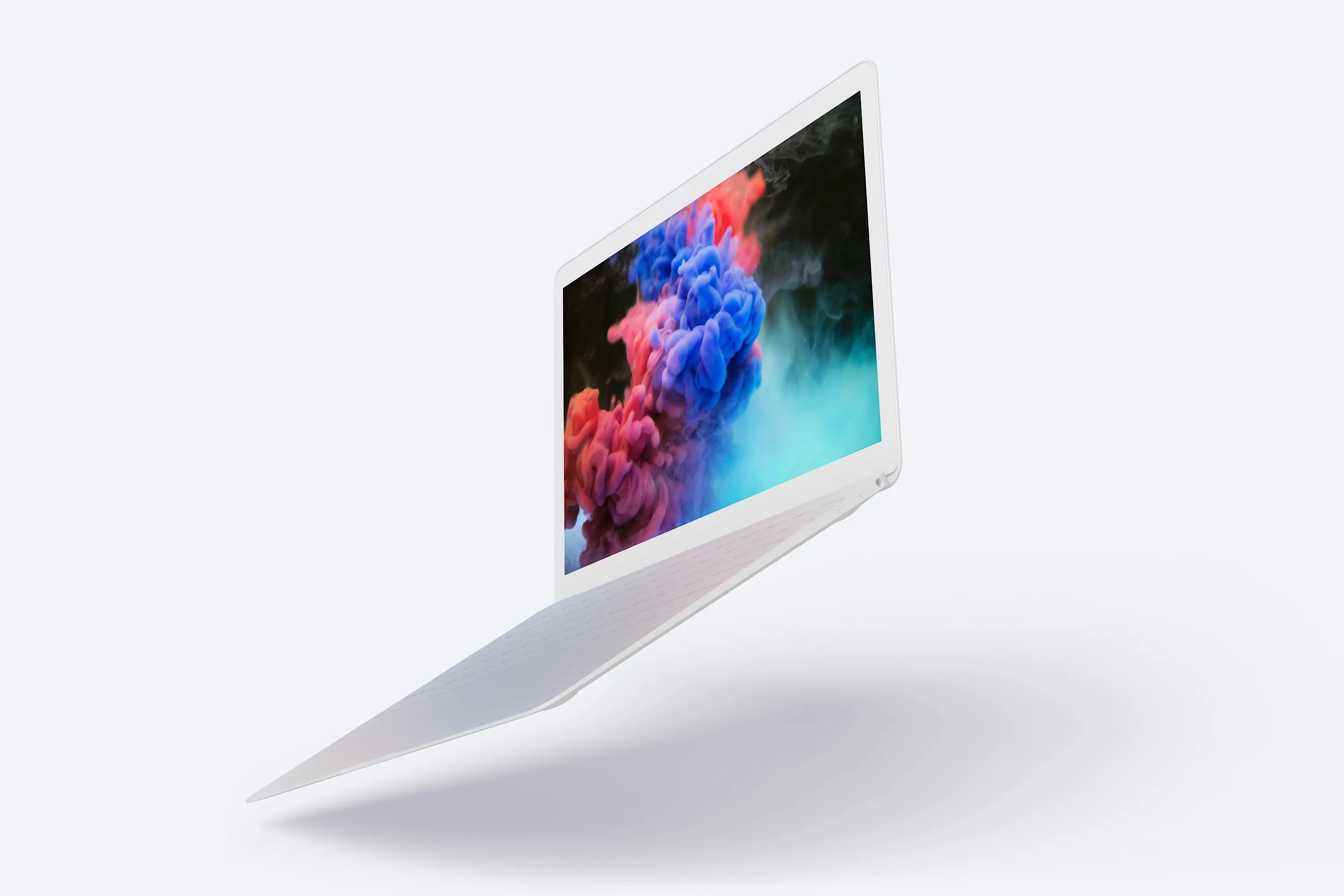 MacBook笔记本电脑悬空效果右视图样机模板 Clay MacBook Mockup, Floating Right View插图(4)