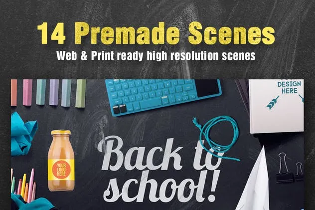 开学季巨无霸广告图场景模板 Back To School Mockup & Hero Image Scene Generator插图(3)