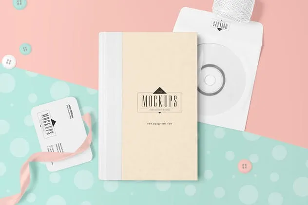 4款企业品牌展示办公用品套装样机模板 4 Stationery Mockups Scenes插图(1)