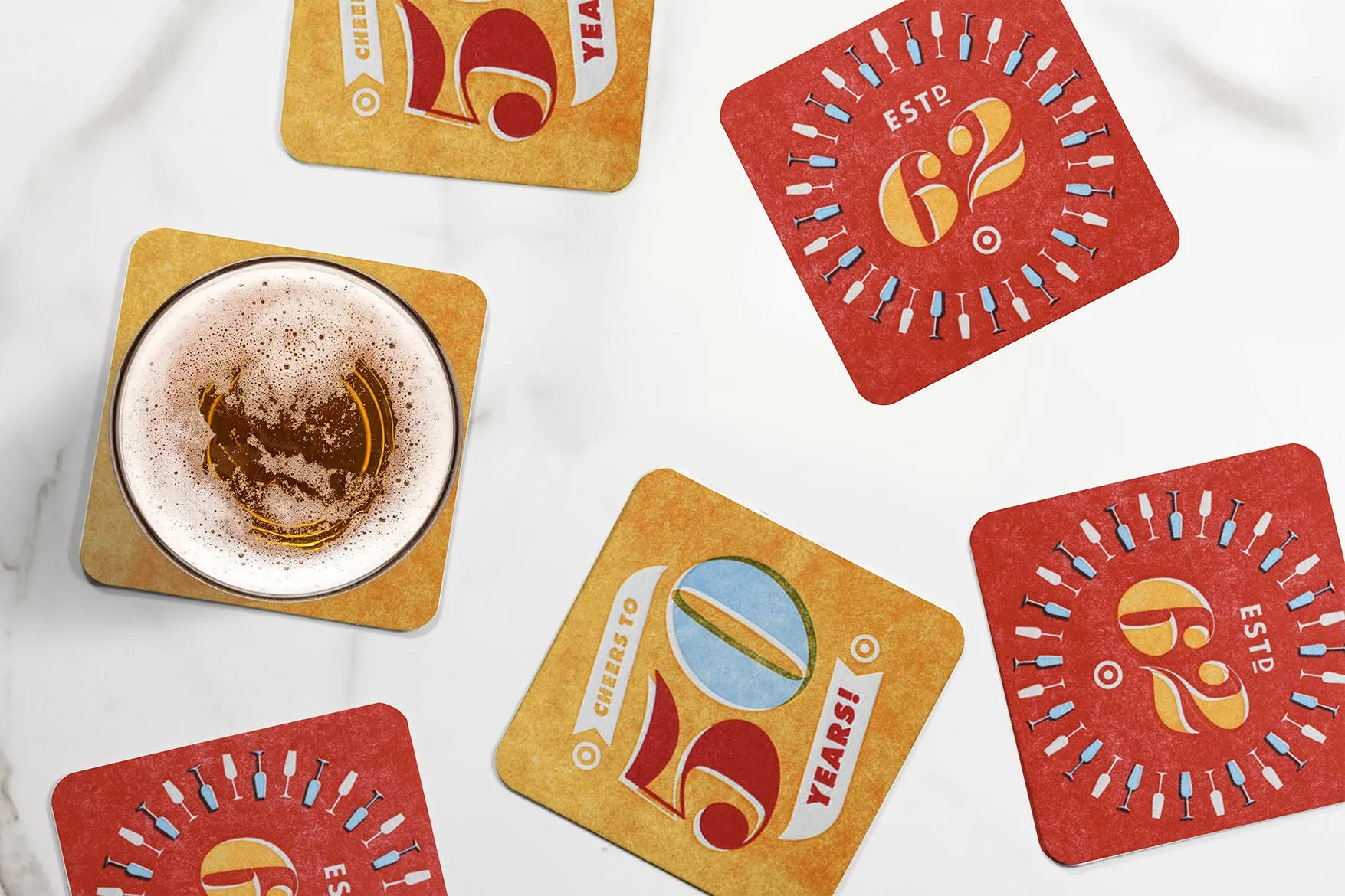 创意杯垫设计效果图样机 Drink Coaster Mockup插图(2)